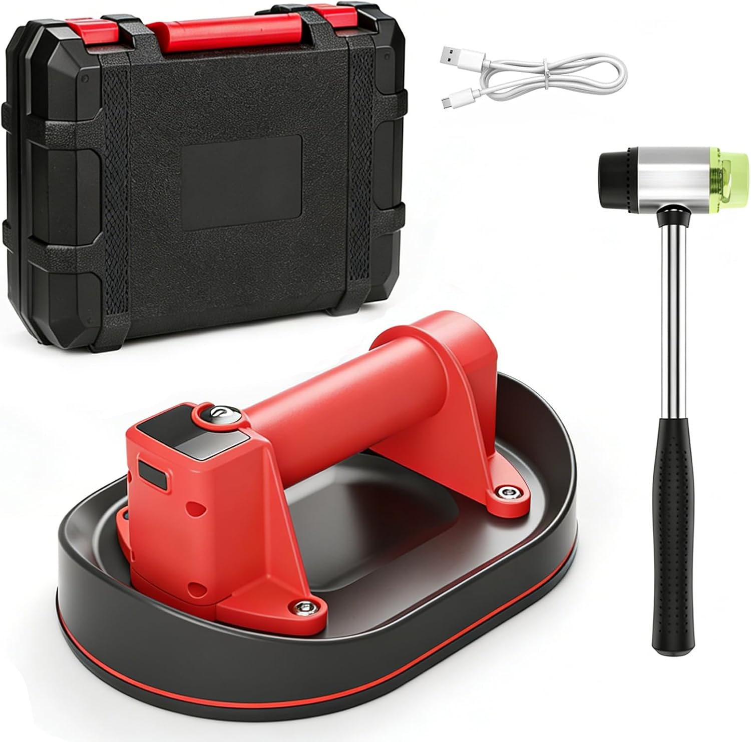 Electric Vacuum Suction Cup Lifter Kit with Mallet, Fix Floor Gaps Tool, Plank Grabber Floor Fix Pro 573 LBS Capacity - Auto Vacuum Grip for Glass listing photo 2