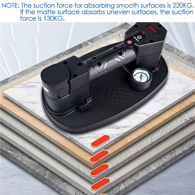 Large Electric Vacuum Suction Cup Gripster with Pressure Gauge Powerful Strong Vacuum Lifting Tool for Granite Glass Tile Moving 1500mAh listing photo 3