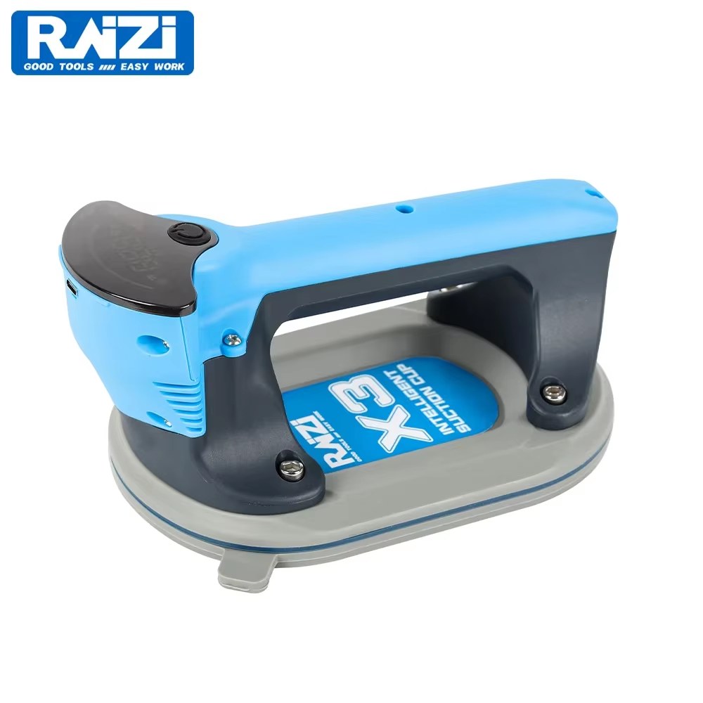RAIZI X3 Intelligent Rechargable Digital Display Electric Vacuum Suction Cup Gripster 140KG Lifter for Granite Glass Tile Smooth Matte