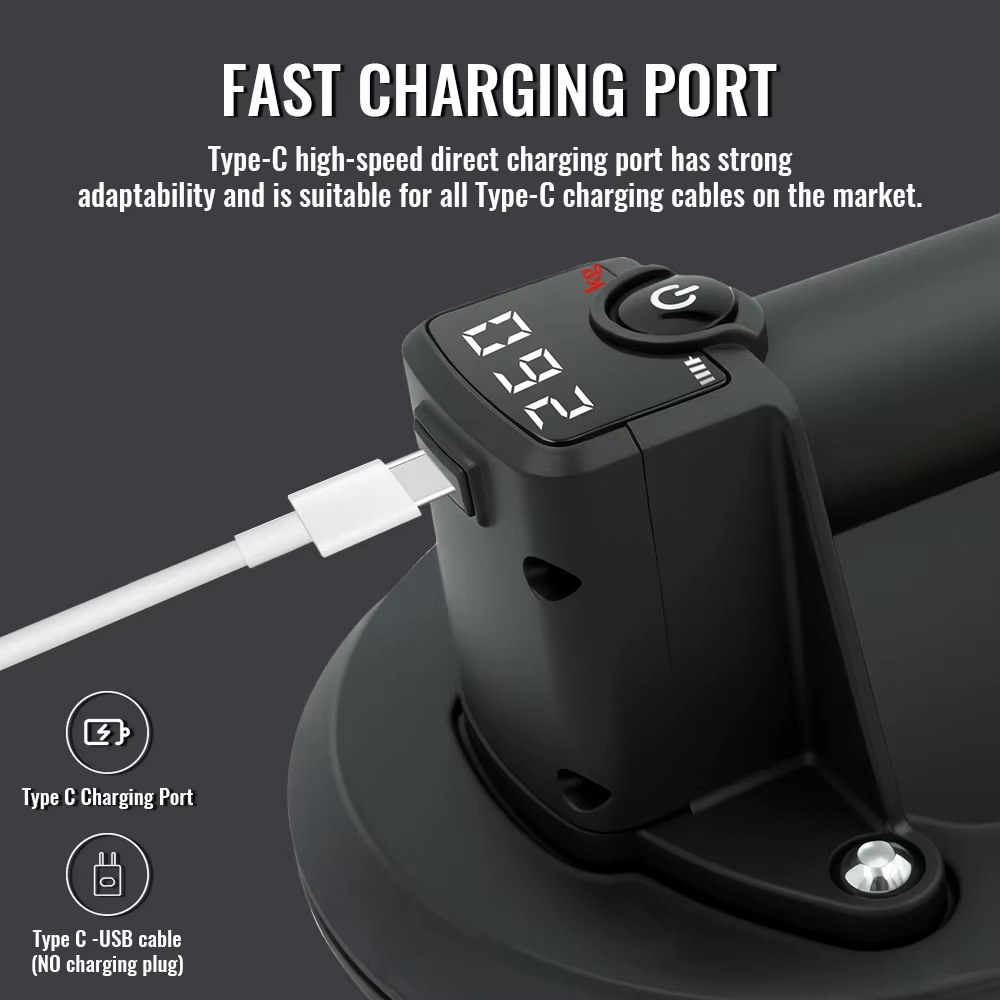 2026 Intelligent Display Industrial Grade 1800 Mah Electric Vacuum Suction Cup Gripster 260KG Load Heavy Duty Granite Tile Glass Lifter listing photo 4