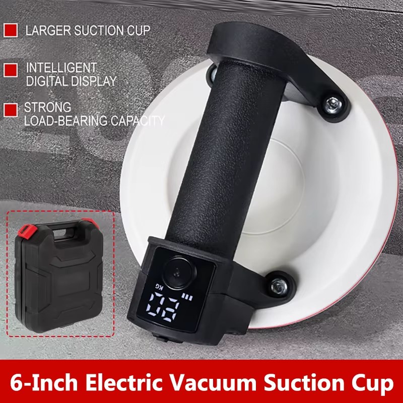 90KG Load Smart Display Electric Vacuum Suction Cup Gripster 6inch Heavy Duty Granite Tile Glass Lifter 2000mAh Battery with Box Storage