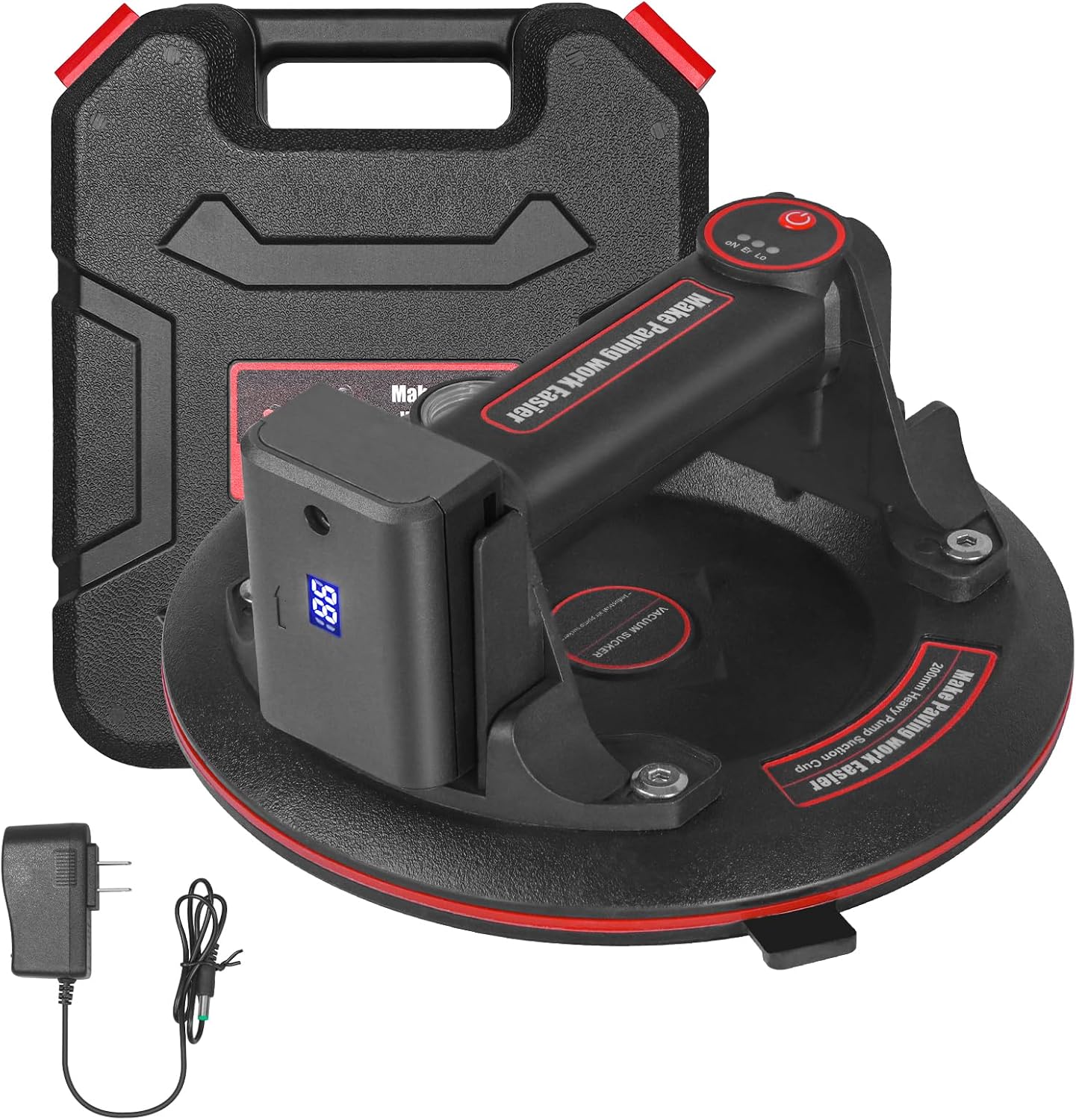 8" Electric Vacuum Suction Cups Lifter Gripster with Battery 3000mAh Max Load 600lbs