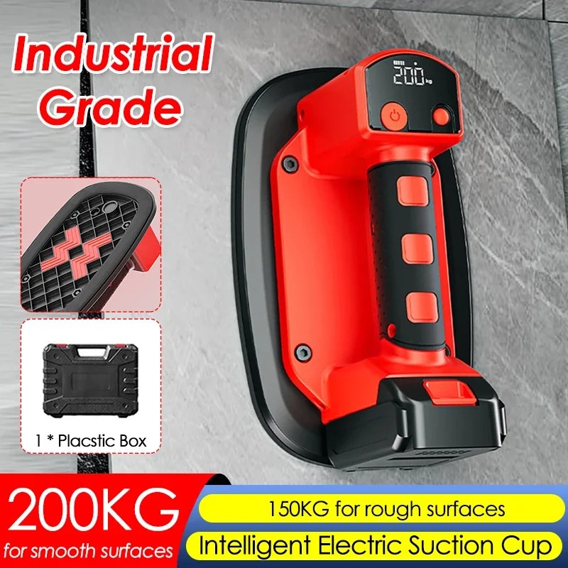 200KG Industrial Grade Electric Vacuum Suction Cup Heavy-Duty Glass Gripster Lifter Granite Ceramic Tiles Lifting Tool for Decoration