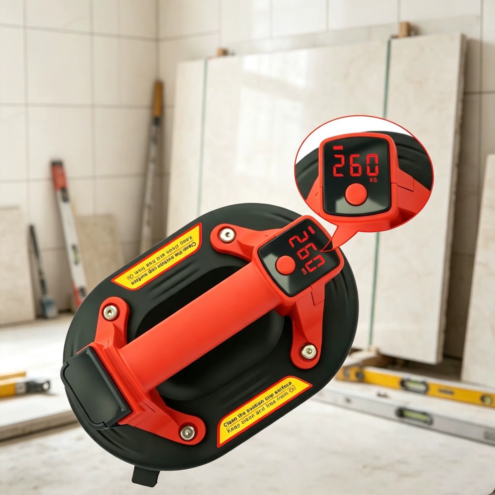 New Intelligent Display 260KG Load Electric Vacuum Suction Cup Gripster Industrial Grade Heavy Duty Granite Tile Glass Lifter