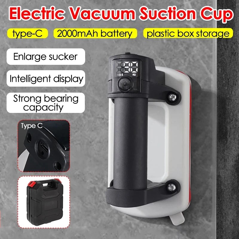 90KG Bearing Capacity Intelligent Display Electric Vacuum Suction Cup Gripster for Glass Granite Tile Lifting Tools Vacuum Air Pump