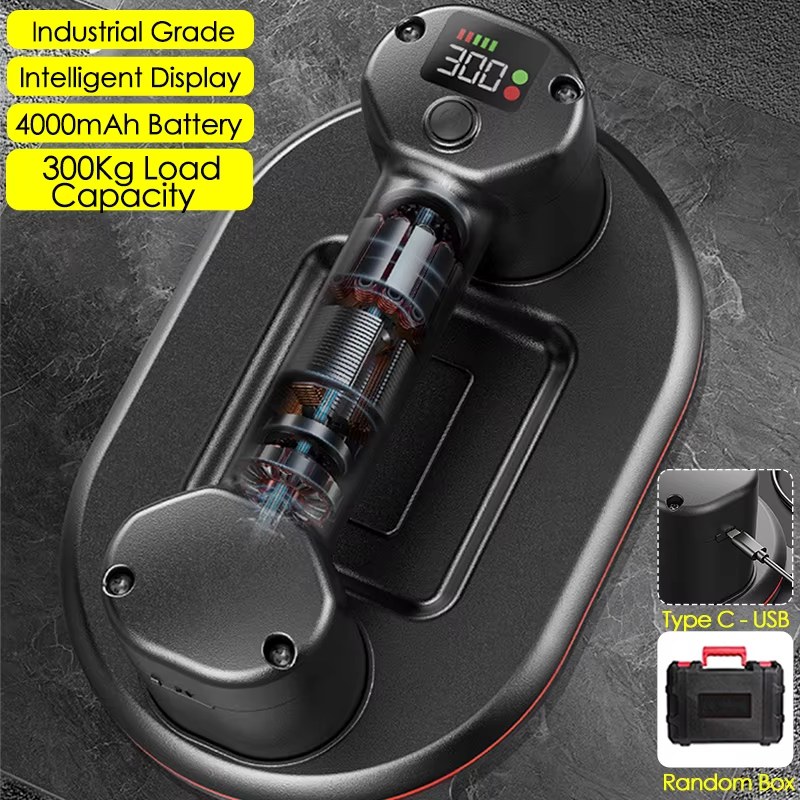 Intelligent Display Electric Vacuum Suction Cup Gripster 300KG Load Capacity Industrial Grade Vacuum Suckers Granite Tile Glass Lifter