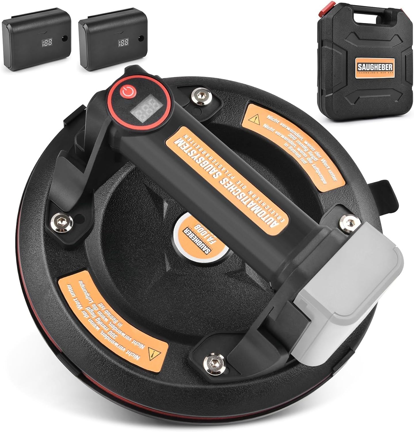 Accu X2, elektrische vacuümzuiglift, 8 inch accutegellift met doos, zuignappen, glaslifter tot 300 kg, glaszuiger, zuignap, plaatlift voor laminaat