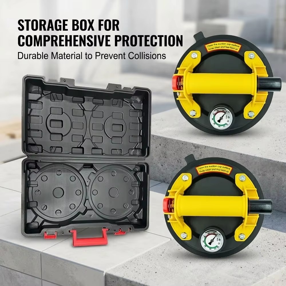 2Pcs 8 Inch Glass Suction Cup Gripsters Heavy Duty Vacuum Lifter Max Load 250KG for Glass Marble Tile Granite Window Handling