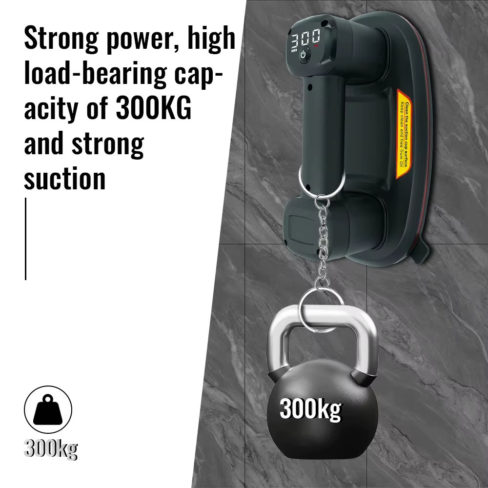 Upgrade Smart Display Electric Vacuum Suction Cup Gripster 300KG Load Heavy-Duty Glass Tile Lifter Vacuum Suckers Lifting Tool