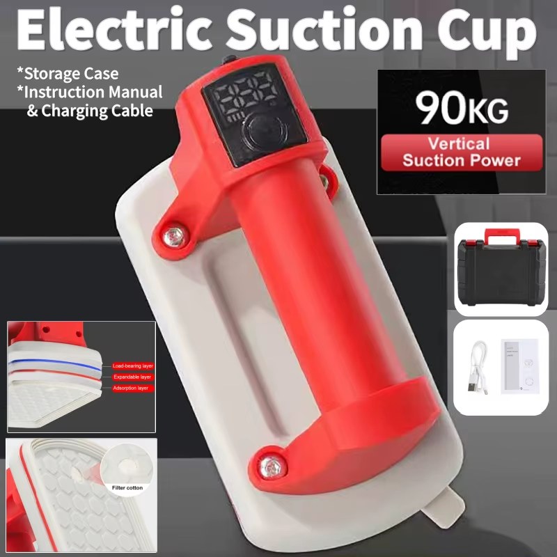 Electric Vacuum Suction Cup Gripster Heavy Lifter 4000mAh Digital Display Suction Cup For Tiles 90KG Heavy Lifter with Storage Case