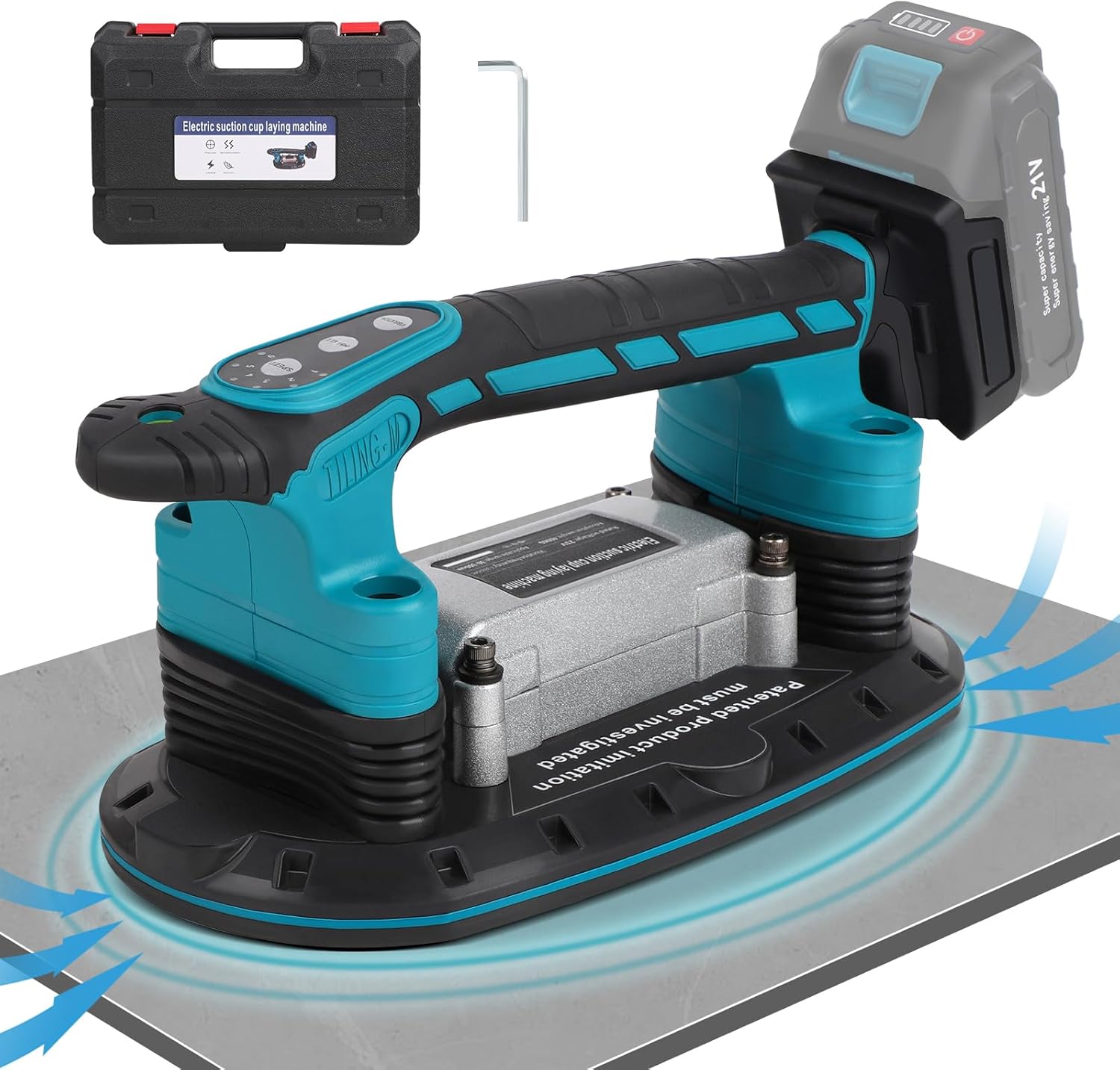 Tile Vibration Machine Installation Tool for Makita 18V Battery, Handheld Automatic Tiling Vibrator with Enlarged Suction Cup for Tiling Leveling