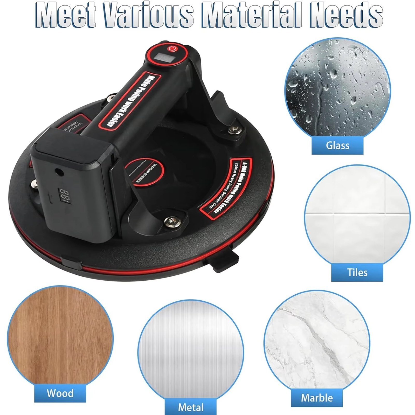 Motorized glass gripster suction cups, 8-inch vacuum removable battery suction cups, convenient and practical, handling