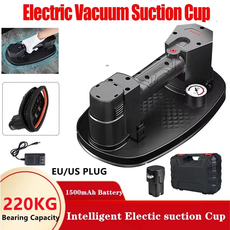220kg Load Electric Vacuum Suction Cup Gripster Heavy Lifter Display Granite Glass Tile Sucker Air Pump Lifting Tool with Battery Charger
