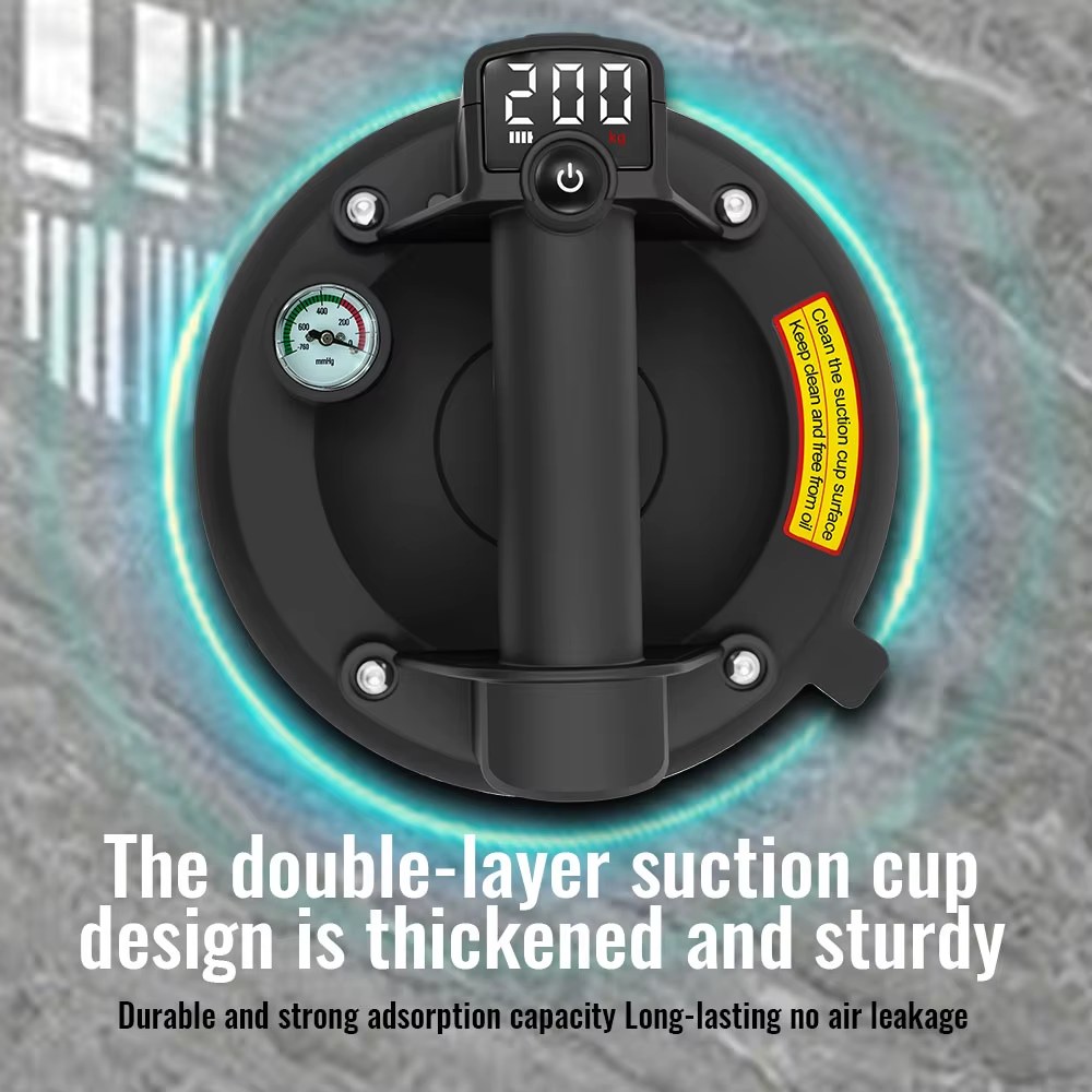 Protable Electric Vacuum Suction Cup Gripster 200kg Bearing Capacity Heavy Duty Vacuum Lifter for Granite Tile Glass Manual Lifting
