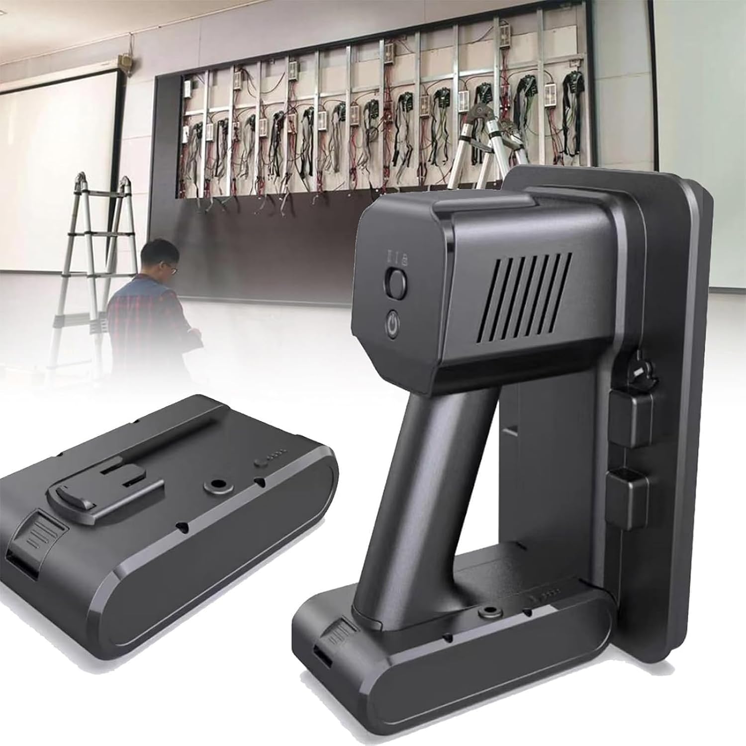 Ventouse électrique rechargeable 350 W, autonomie de 25 min, 3 coussinets réglables, ventouse en 2 étapes pour panneaux LED, écrans incurvés, levage
