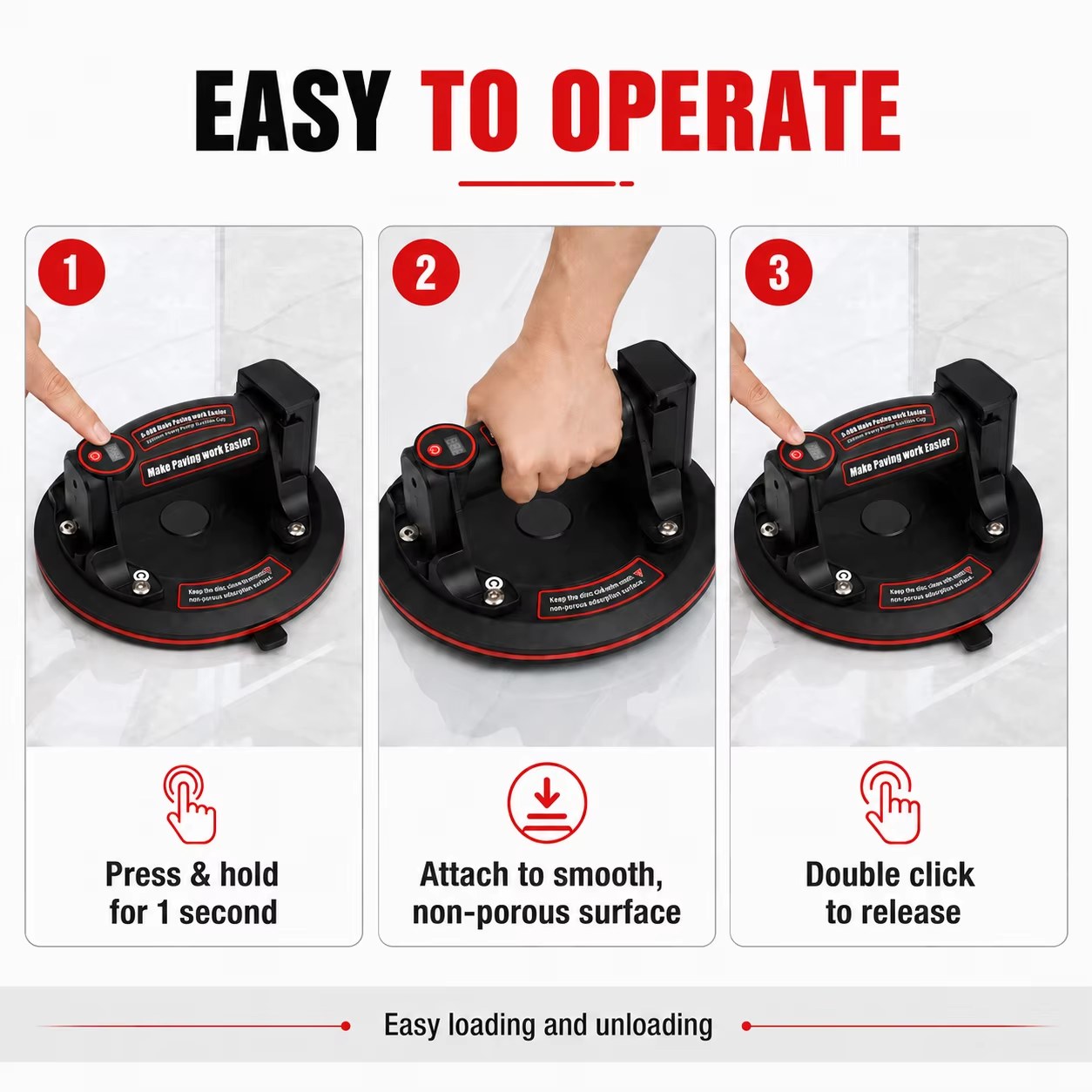 8-inch electric vacuum suction cup 200kg heavy-duty vacuum lift gripster, suitable for granite tile glass, with rechargeable battery listing photo 5