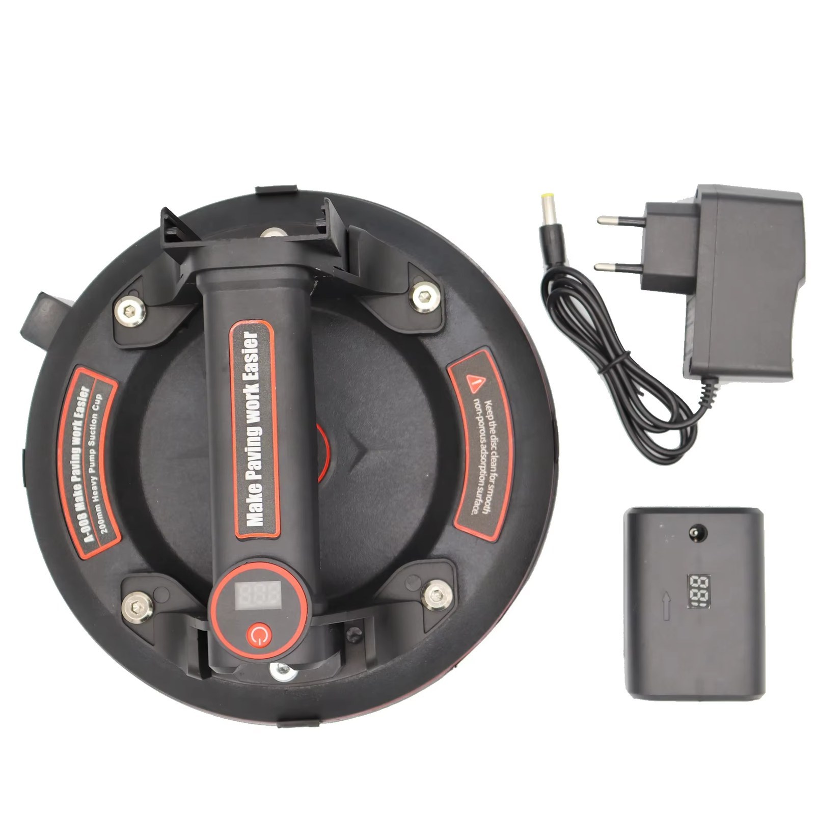 8-inch electric vacuum suction cup 200kg heavy-duty vacuum gripster lift, suitable for granite tile glass, with rechargeable battery