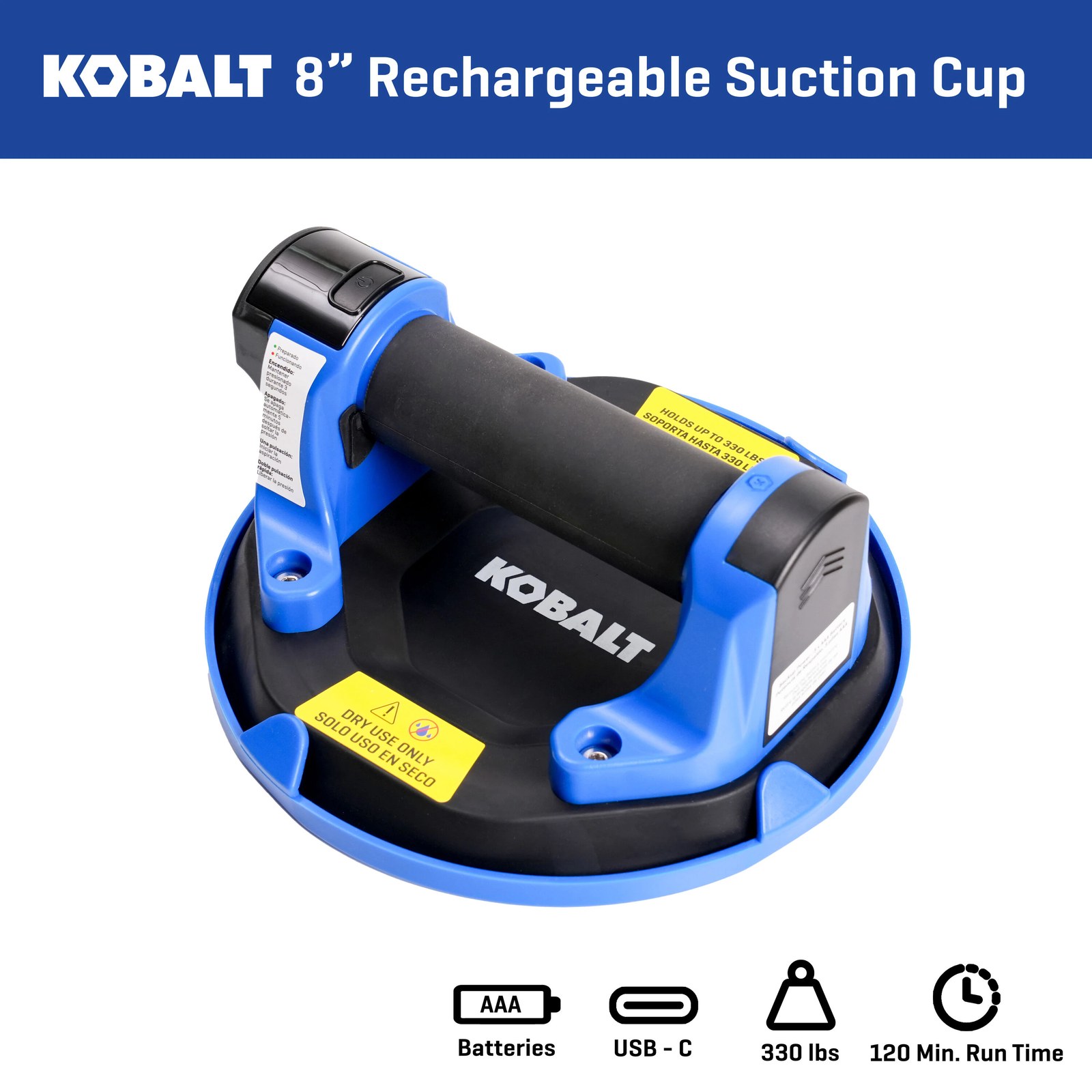 Kobalt 330-lb 8-in Dia Plastic Battery Operated Tile Suction Cup Gripster