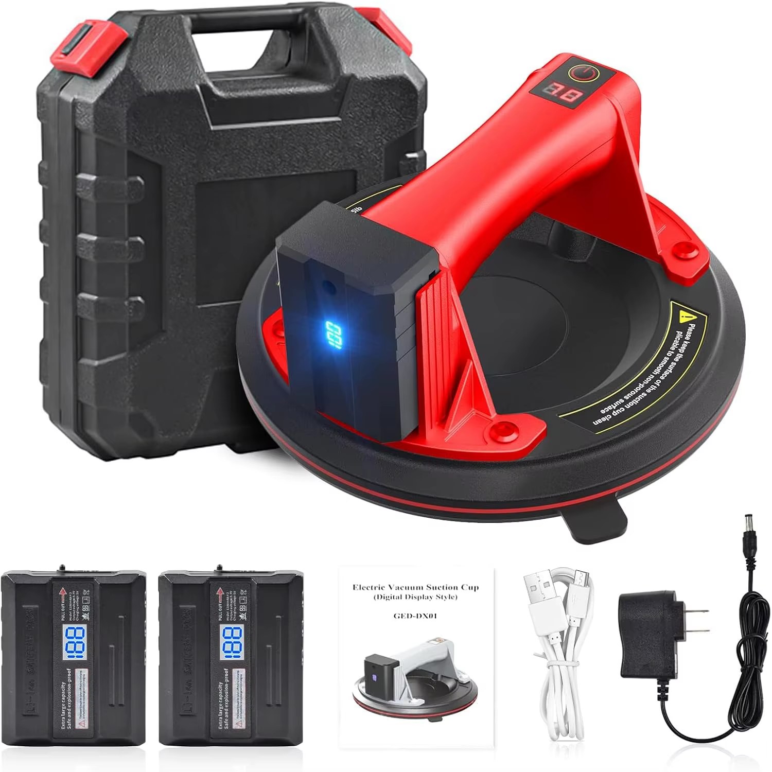 Suction Cup Electric Vacuum Lifter, Kethvoz 440lbs Heavy Duty Handling Gripper with 8'' Automatic Suction Cup Gripster to Lift Windshield