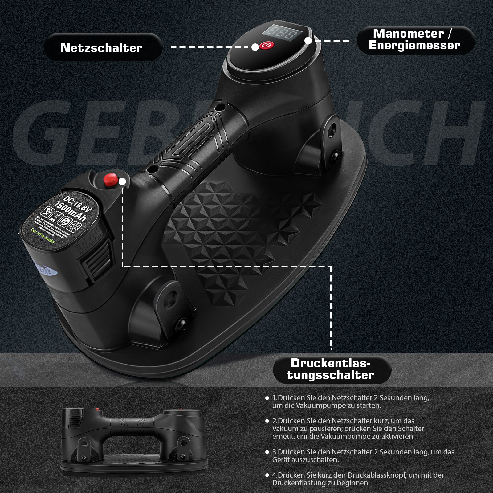 XIIW Fliesensauger Akku Elektrisch | 240kg Vakuum-Saugheber Gripster für Profis listing photo 6